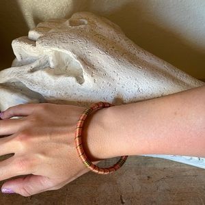 Mens vintage handmade Croatian woven orange bangle bracelet
